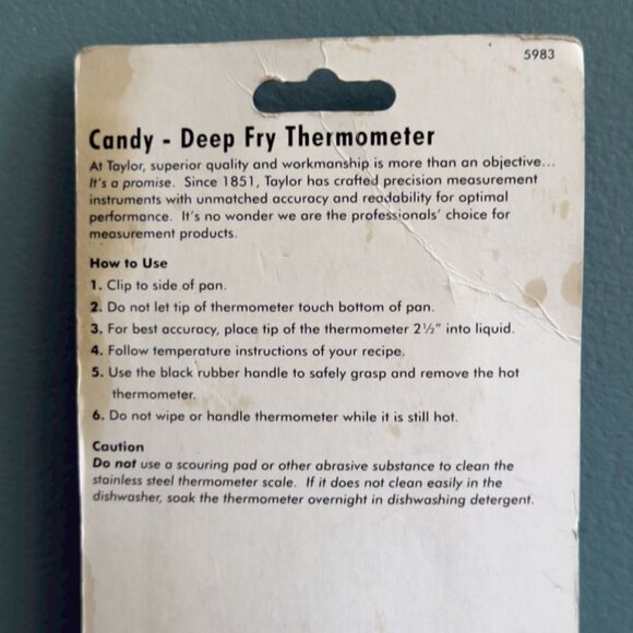 Taylor Classic Candy-Deep Fry Thermometer Stainless Steel Insulated Handle - Picture 6 of 8